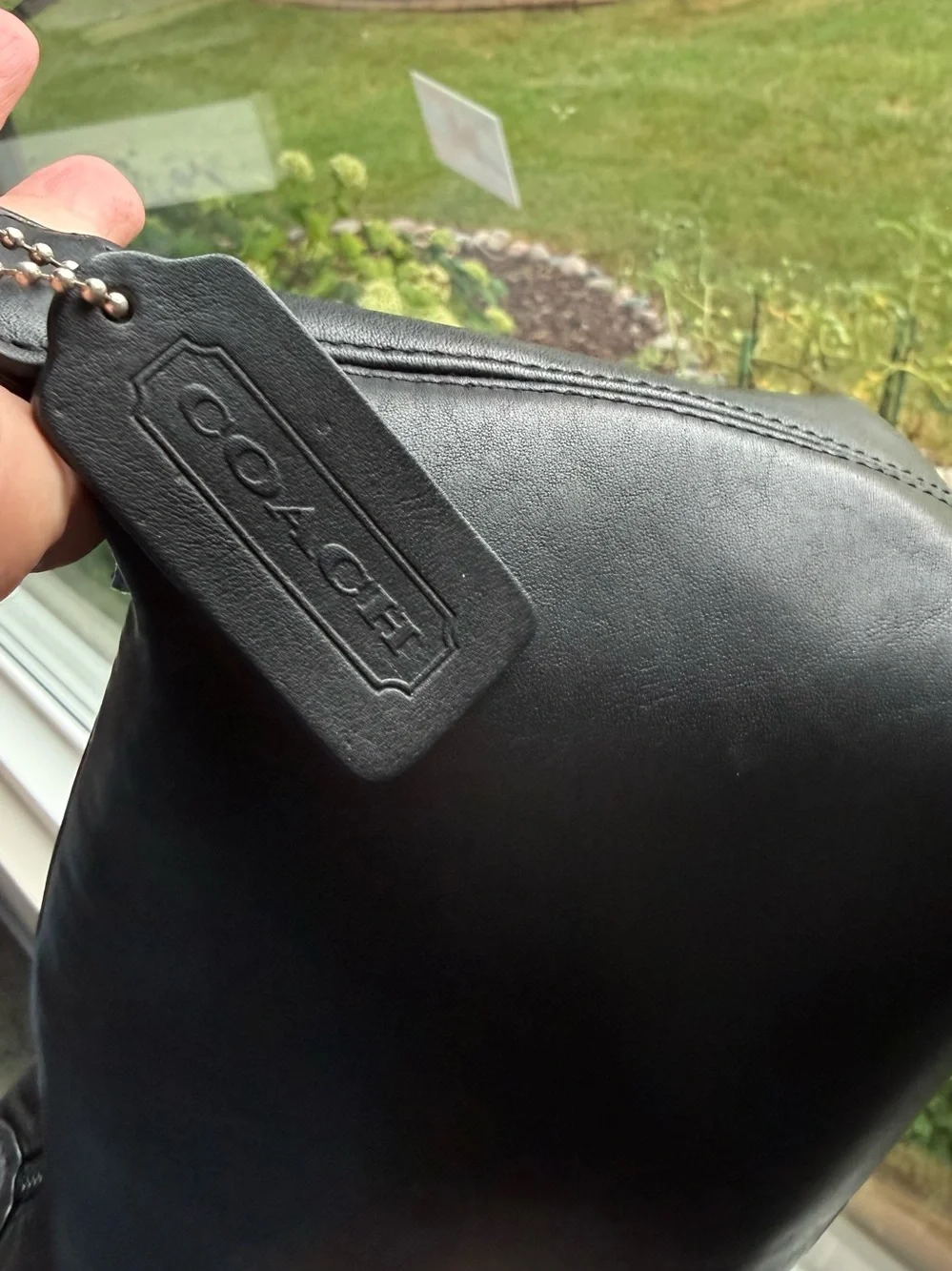 Vintage Coach Black Leather Classic Pouch Wristlet Top Handle Mini Purse